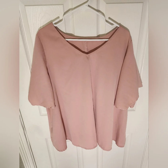 Shein Curve Blush Pink V Neck Casual Blouse 2XL - Picture 1 of 8